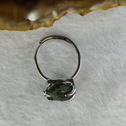 Natural Czech Republic Moldavite Meteorite Crystal in S925 Sliver Ring (Adjustable Size) 天然捷克陨石925银戒指 3.81g 18.3 by 12.9 by 4.5mm - Huangs Jadeite and Jewelry Pte Ltd