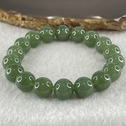 Type A Burmese Icy Oily Green Jade Jadeite Bracelet 39.07g 10.8mm bead 18 beads 16cm - Huangs Jadeite and Jewelry Pte Ltd