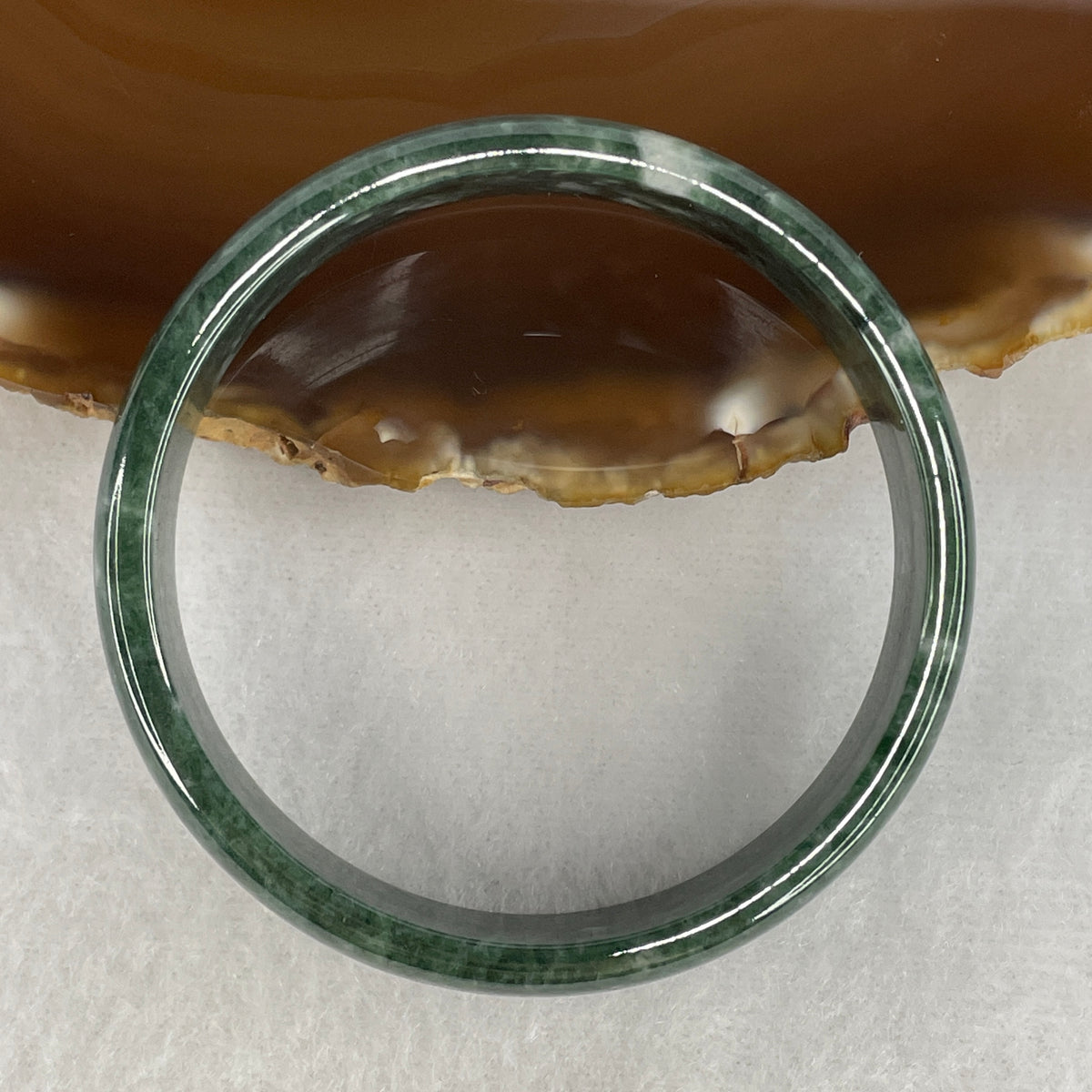 Natural Type A Dark Blueish Green Jadeite Bangle | 53.8mm Inner Diameter (36.02g 14.4x4.5mm | Close to Perfect Grade | Deep Lan Shui Oceanic Calm & Sovereign Blessing)