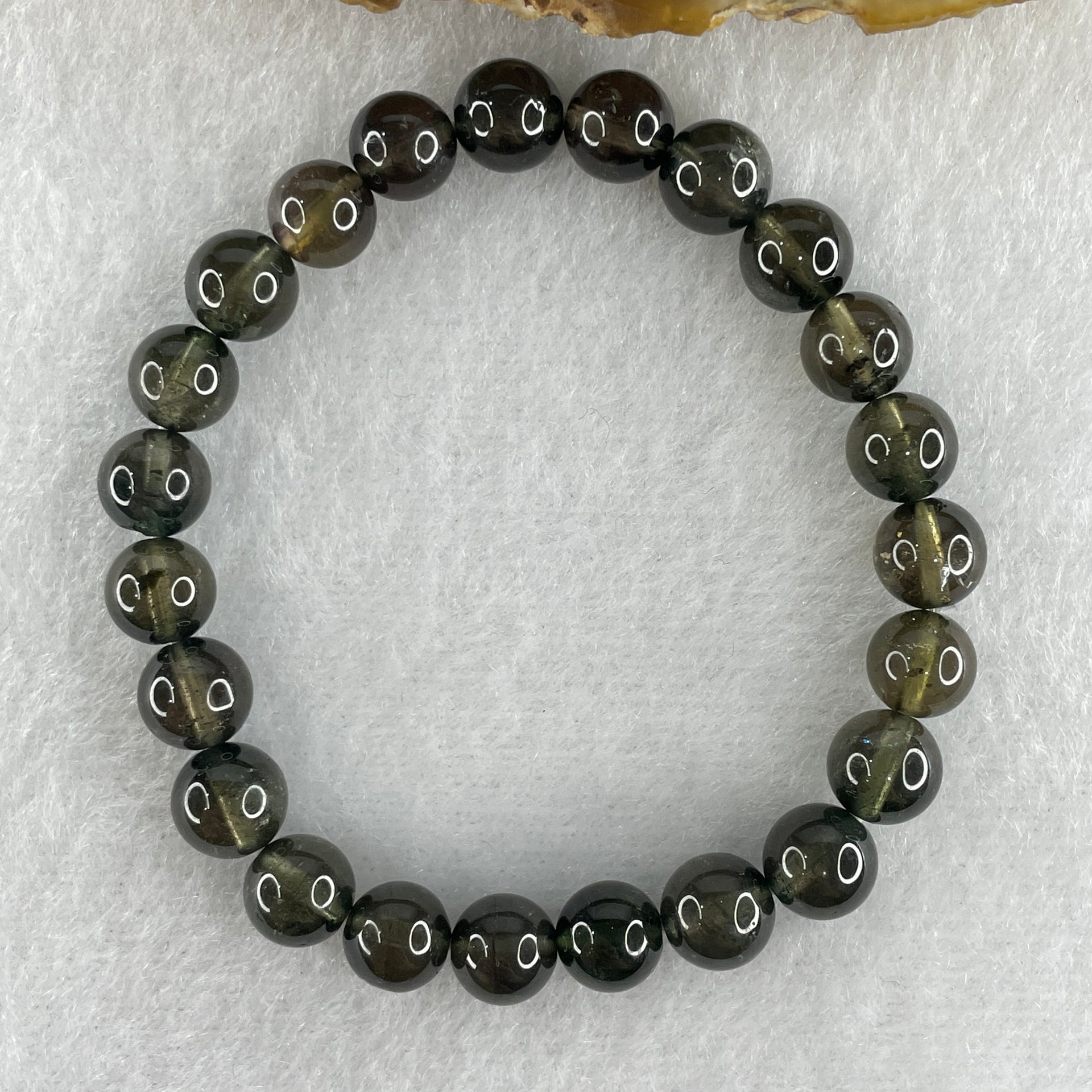 Very Good Natural Green Tourmaline Crystal Beads Bracelet 13.38g 13.5cm 7.2mm 23Beads - Huangs Jadeite and Jewelry Pte Ltd