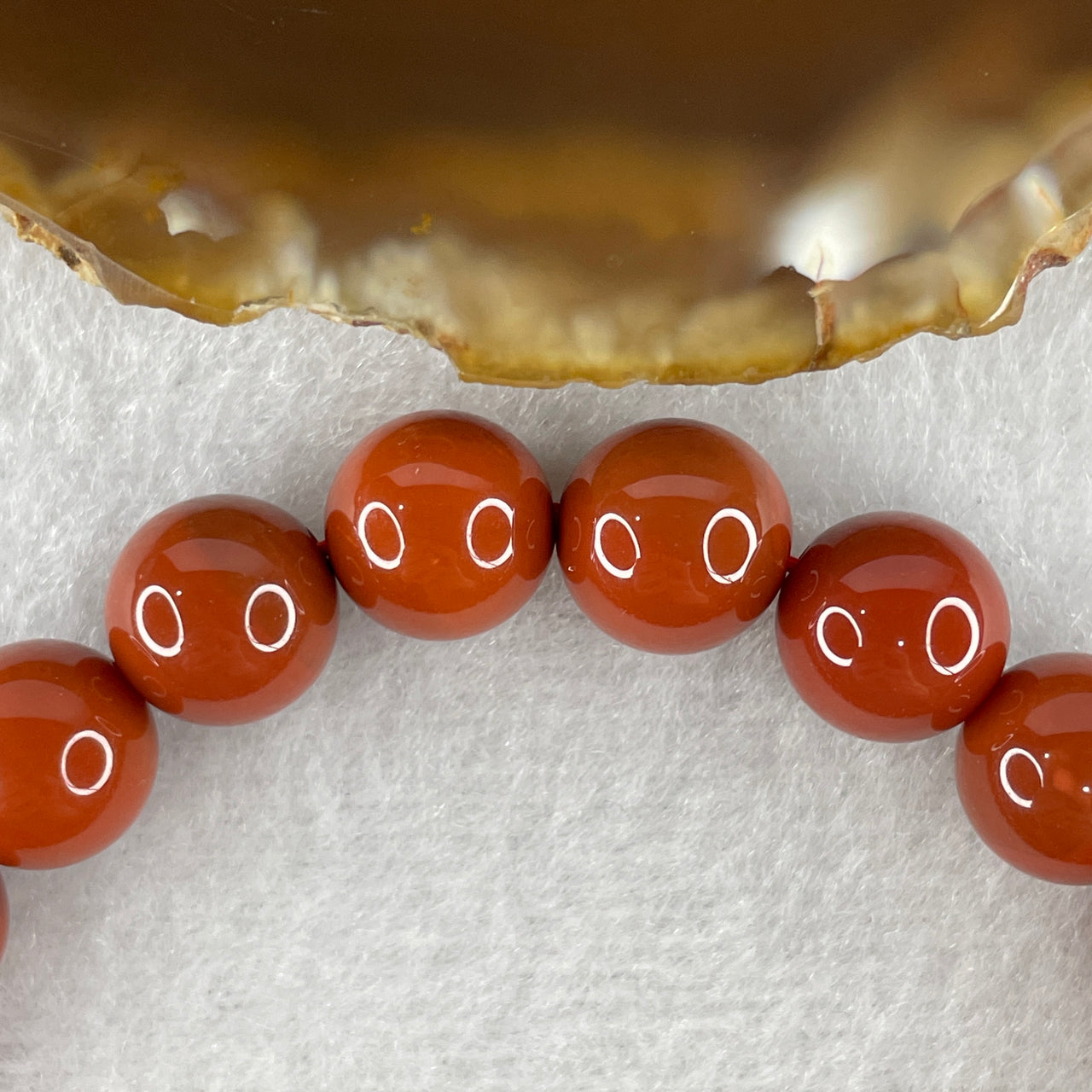Certified Natural Red Agate Beads Bracelet 30.20g 17.5cm 10.3mm 21 Beads