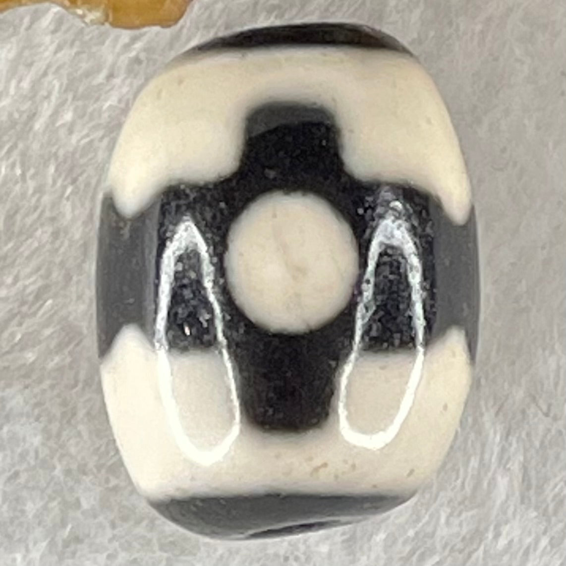 Natural Powerful Tibetan Old Oily Dark Brown With White Agate 3 Eyes Dzi Bead Heavenly Master (Tian Zhu) 三眼天诛 4.38g 17.0 by 13.0mm - Huangs Jadeite and Jewelry Pte Ltd