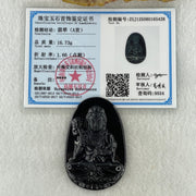 Type A Opaque to Partial Translucent Black Omphacite Jadeite Mahasthamaprapta Bodhisattva Pendant Horse Zodiac Guardian 16.73g 52.1 by 34.6 by 7.6mm - Huangs Jadeite and Jewelry Pte Ltd