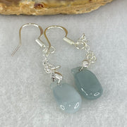 Type A Intense Greyish Lavender Jadeite Pineapple in S925 Sliver Earrings 2.45g 12.9 by 7.2 by 3.9mm - Huangs Jadeite and Jewelry Pte Ltd