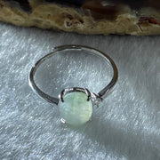 Natural Type A Semi Icy Faint Green Jadeite Oval Shape Cabouchon in S925 Silver Ring (Adjustable Size) 1.18g 8.8 by 6.4 by 3.0mm - Huangs Jadeite and Jewelry Pte Ltd