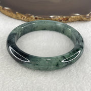 Certified Natural Type A Semi Icy Green with Dark Blueish Green Piao Hua Bangle 58.92g Internal Diameter 59.5mm 11.2 by 9.6mm (Internal Lines) - Huangs Jadeite and Jewelry Pte Ltd