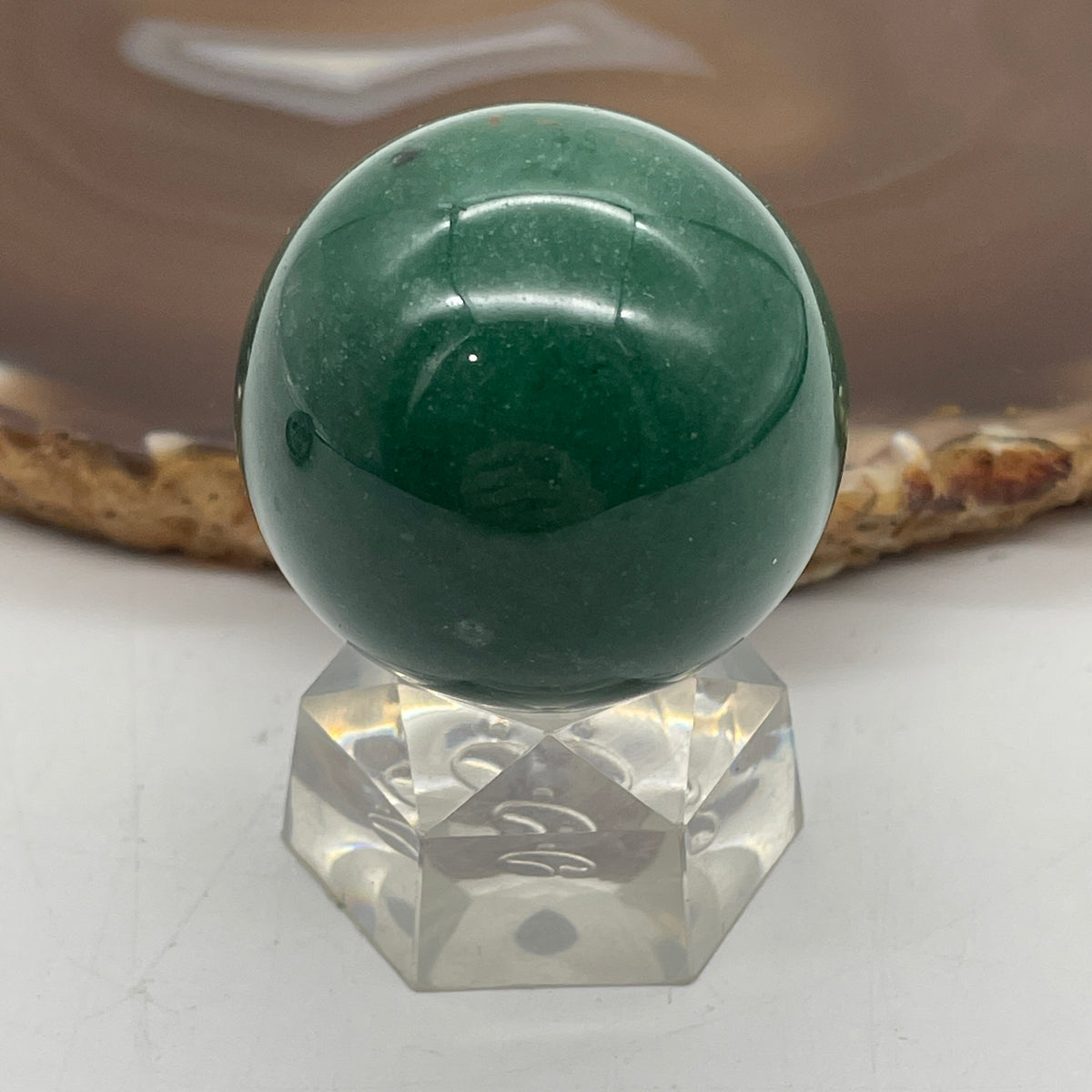 Natural Green Aventurine Mini Ball with Clear Acrylic Stand Display | (67.79g | 24.9mm | 49.3mm | Catalyst, "Stone of Opportunity" & Steady Wealth Magnet, 360° Energy Harmonizer & Feng Shui Prosperity Catalyst)