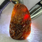 Grand Master Type A Red Jadeite Fire Dragon with Wheel 105.84g 81.5 by 47.0 by 17.5mm - Huangs Jadeite and Jewelry Pte Ltd