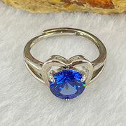 Blue Cubic Zirconia in S925 Sliver Ring (Adjustable Size) 2.26g 7.8 by 3.8mm - Huangs Jadeite and Jewelry Pte Ltd