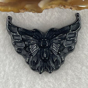 Type A Opaque Black Omphacite Butterfly Pendant Charm 5.11g 29.8 by 23.3 by 6.0mm - Huangs Jadeite and Jewelry Pte Ltd