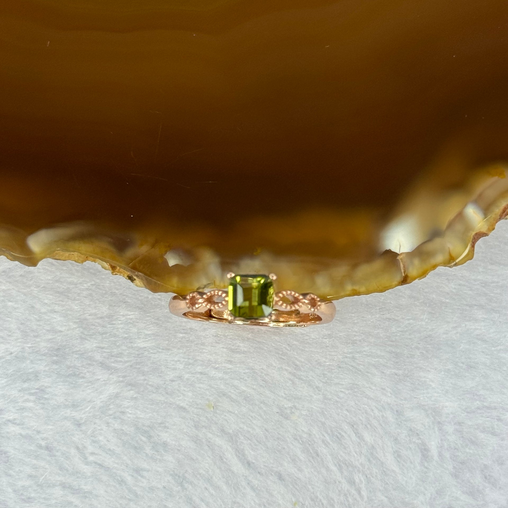 Natural Elbaite Tourmaline in 925 Sliver Ring in Rose Gold Color (Adjustable Size) 1.77g 5.2 by 4.9 by 3.9mm - Huangs Jadeite and Jewelry Pte Ltd