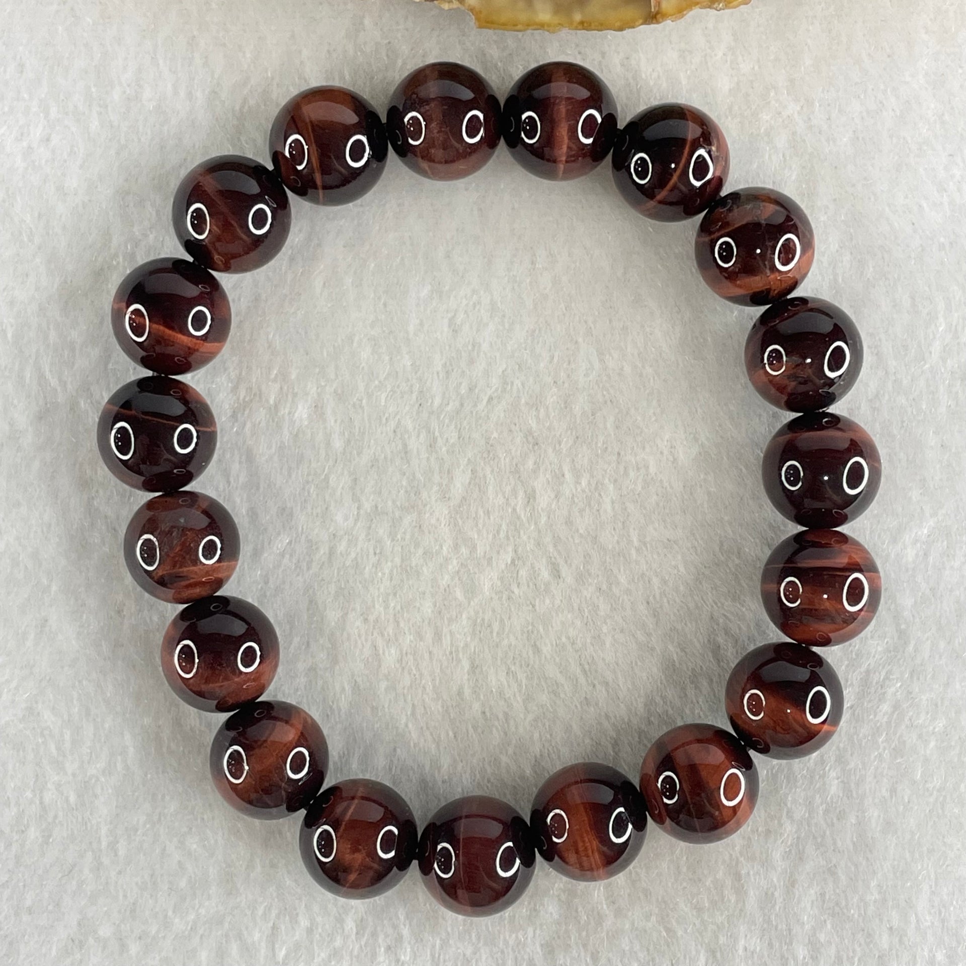 Natural Red Tiger's Eye Quartz Beads Bracelet 29.32g 16cm 10.4mm 19 Beads - Huangs Jadeite and Jewelry Pte Ltd
