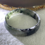 Type A Natural Semi Icy Wuji Grey Black Jadeite Bangle 27.65g Inner Diameter 53.3mm 14.3 by 3.9mm (Close to Perfect) - Huangs Jadeite and Jewelry Pte Ltd