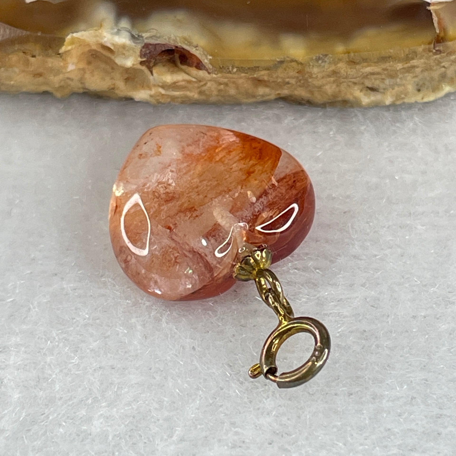 Natural Ferruginous Quartz Heart Shape Charm 1.88g 13.3 by 14.0 by 6.3mm - Huangs Jadeite and Jewelry Pte Ltd