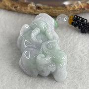 Natural Type A Light Lavender with Green Piao Hua Jadeite Pixiu Pendant 37.40g 42.3 by 25.0 by 16.0mm - Huangs Jadeite and Jewelry Pte Ltd