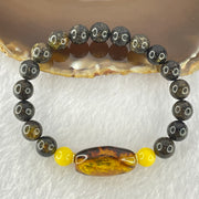 Natural Seaweed, Medicine  and Butterscotch Amber Beads Bracelet 天然海藻珀+药王珀手链l 8.68g 16cm 24.9 by 12.0mm 1 Beads 8.8mm 19 Beads - Huangs Jadeite and Jewelry Pte Ltd