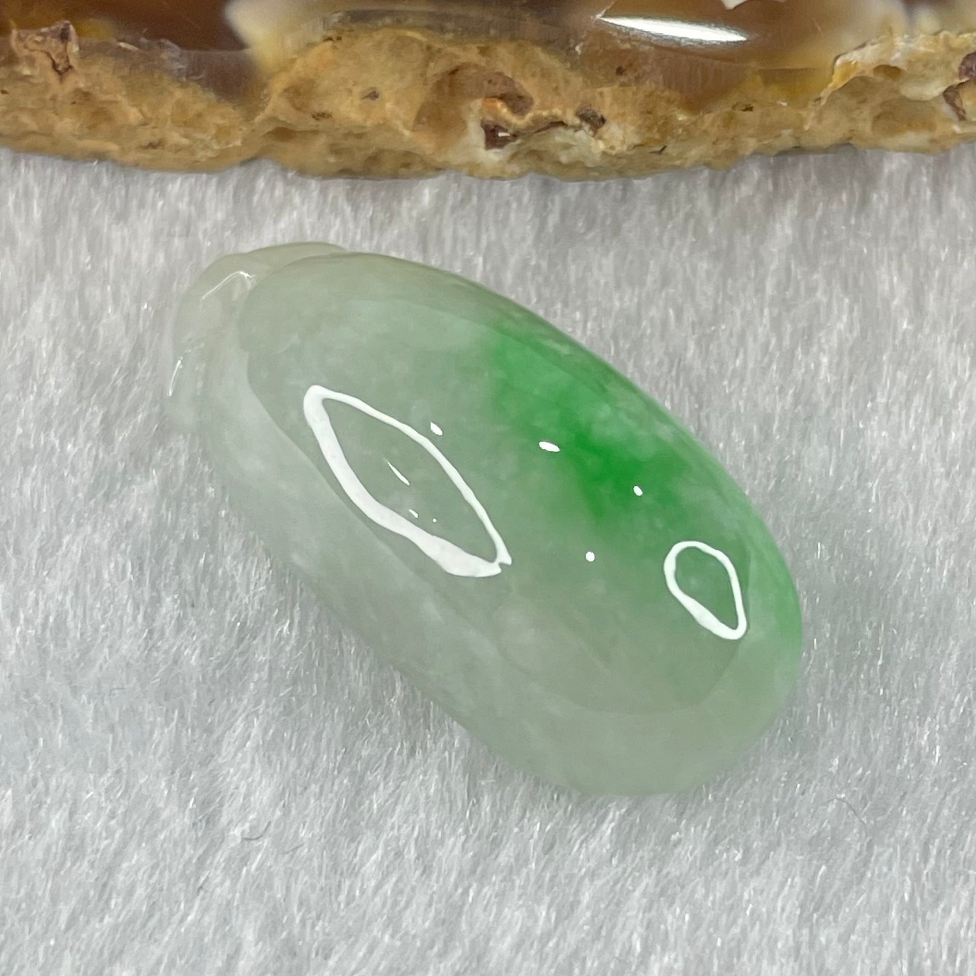 Type A Faint Lavender Green with Apple Green Vein Jadeite Melon Pendant 6.39g 26.6 by 12.1 by 9.9mm - Huangs Jadeite and Jewelry Pte Ltd