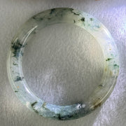 Transparent Colourless with Dark Green and Yellowish White Piao Hua Sodium Feldspar Jade Bangle 水沫玉手镯 Internal Diameter 55.8mm 47.38g 10.8 by 10.8mm - Huangs Jadeite and Jewelry Pte Ltd
