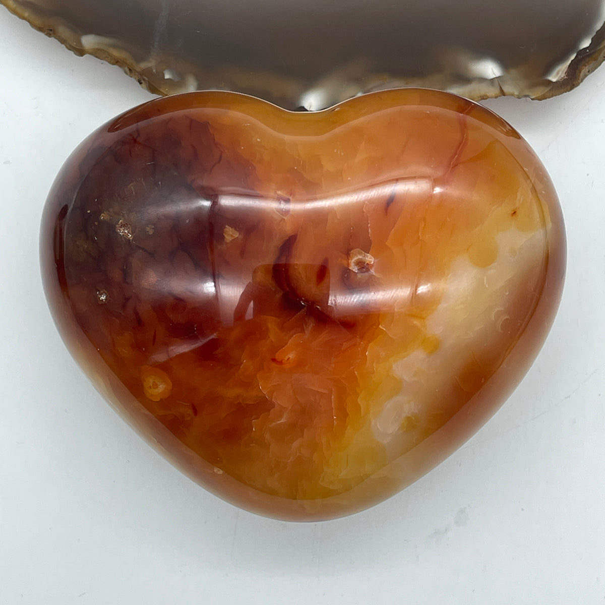 Natural Carnelian Agate Heart Shape Mini Display Specimen | Amber-Orange & Sunset Red (403.46g | 90.8 x 76.5 x 45.0mm | Synergy, Executive Passion, Vitality Anchor & Mindful Feng Shui Prosperity Catalyst)
