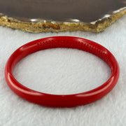 Natural Red Cinnabar Bangle with Inscription 28.10g Internal Diameter 63.4mm 9.4 by 6.0mm - Huangs Jadeite and Jewelry Pte Ltd