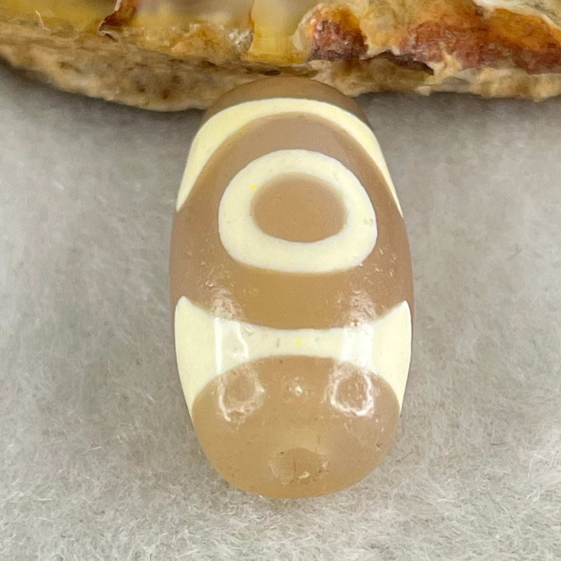 Natural Powerful Tibetan Old Oily Agate 3 Eyes Dzi Bead Heavenly Master (Tian Zhu) 三眼天诛 3.36g 19.9 by 10.6mm - Huangs Jadeite and Jewelry Pte Ltd