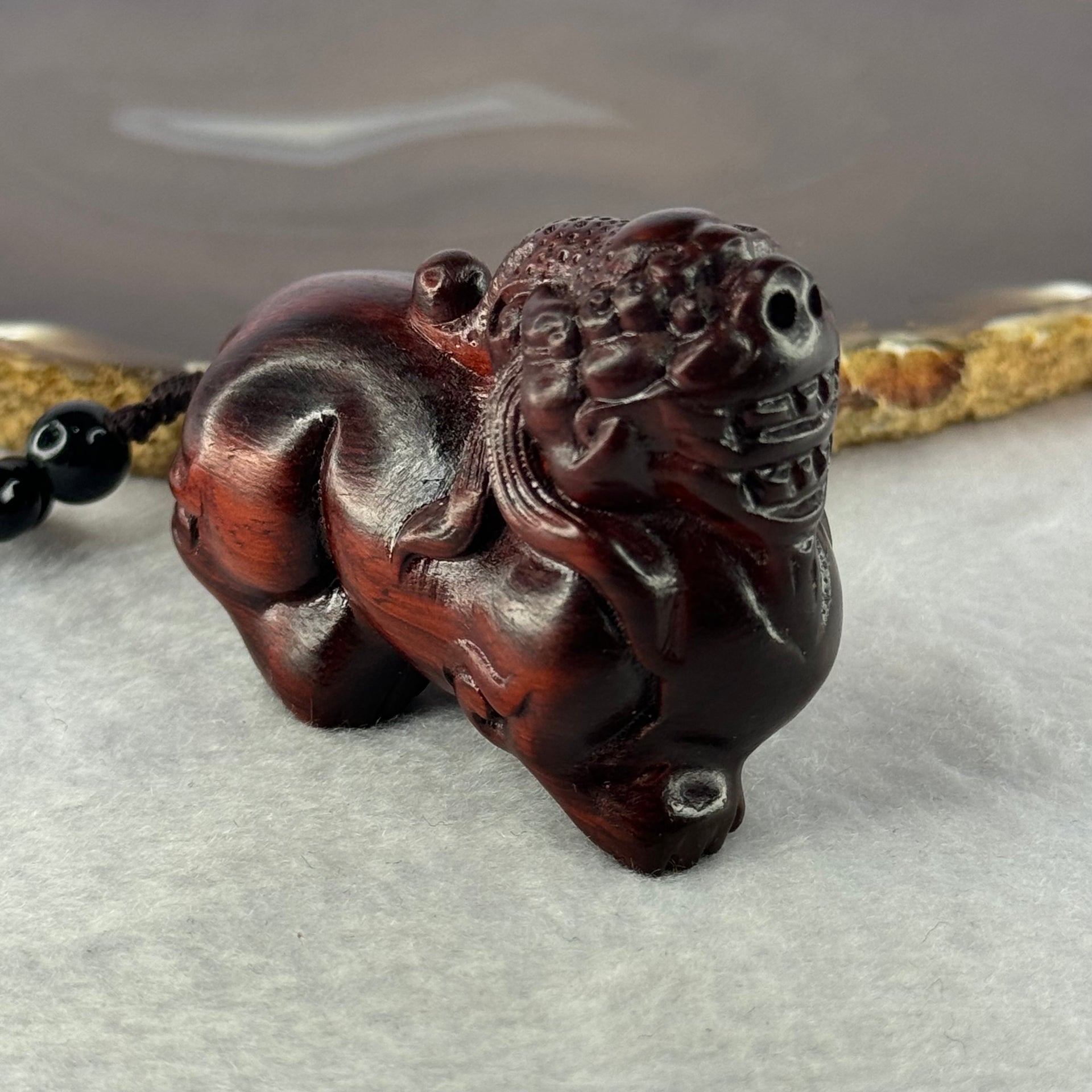 Natural African Rosewood Pixiu Handplay 天然非洲紫檀貔貅手把件 57.66g 64.1 by 27.4 by 43.4mm - Huangs Jadeite and Jewelry Pte Ltd