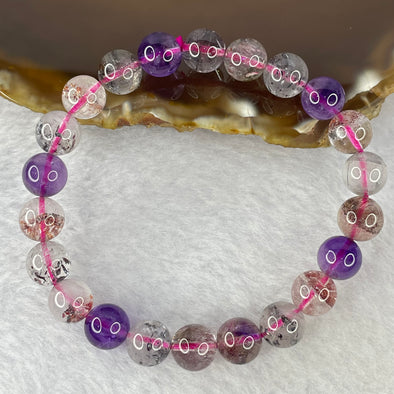 Above Average Grade Natural Super 7 Crystal Beads Bracelet 天然超级七水晶珠手链 19.68g 16cm 8.8cm 22 Beads - Huangs Jadeite and Jewelry Pte Ltd