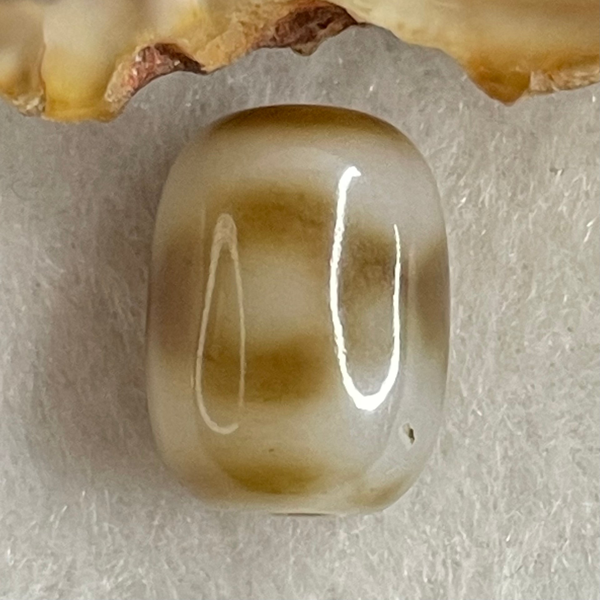 Natural Powerful Tibetan Old Oily Agate 3 Eyes Dzi Bead Heavenly Master (Tian Zhu) 三眼天诛 2.41g 13.8 by 10.5mm - Huangs Jadeite and Jewelry Pte Ltd