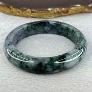 Type A Deep Lavender and Dark Green Piao Hua Jadeite Bangle 69.66g Internal Diameter 57.8mm 13.4 by 9.2mm (Very Slight External Rough) - Huangs Jadeite and Jewelry Pte Ltd