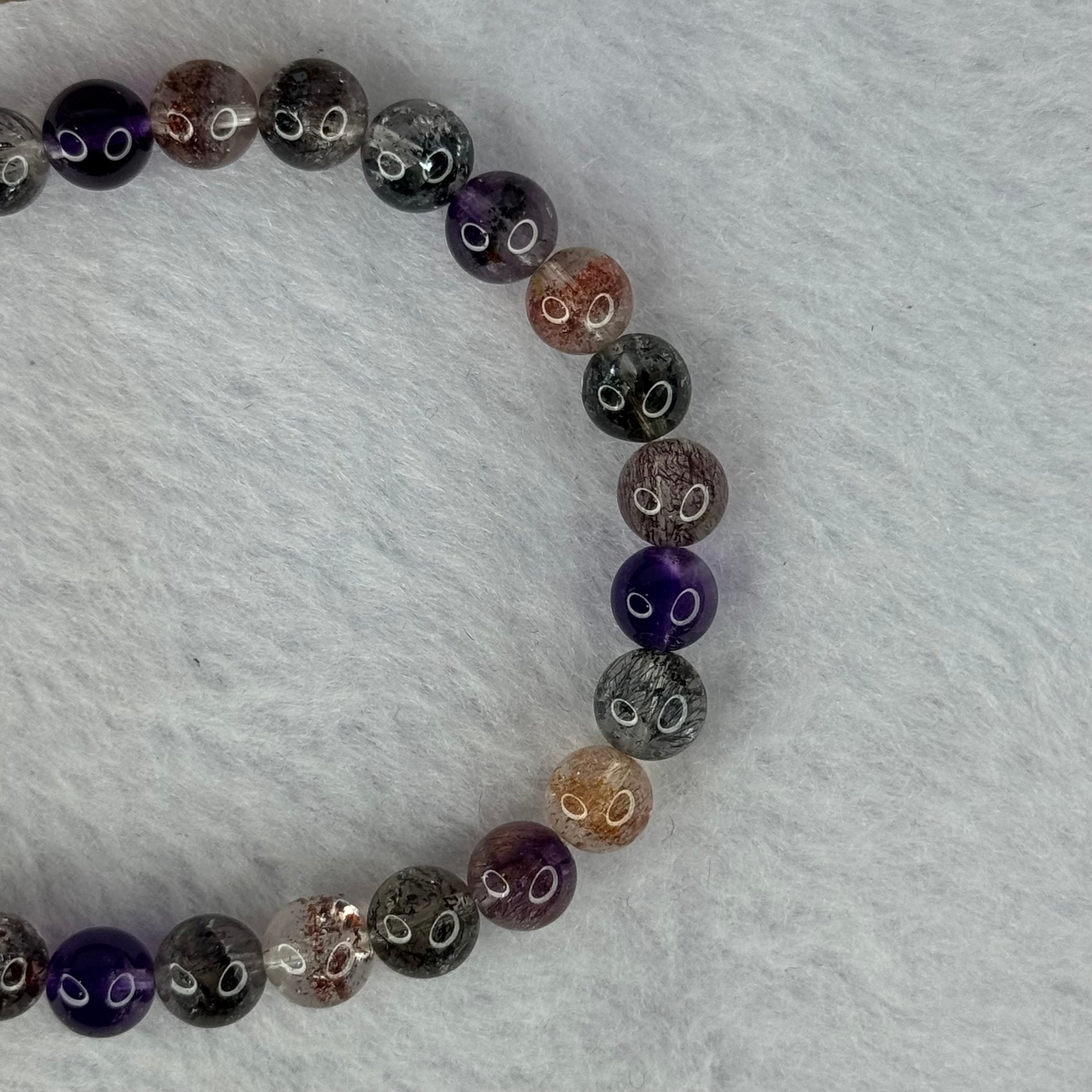 Very Good Grade Natural Transparent Bright Color Super 7 Beads Bracelet 非常好的等级天然透明深彩色超级七珠手链 11.32g 15.5cm 6.8mm 28 Beads - Huangs Jadeite and Jewelry Pte Ltd