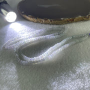 Natural Type A Semi Icy Sky Blue to White Jadeite Beads Necklace 36.93g 66cm 4.9mm 232 Beads Heart Pendant Charm 20.6 by 15.5 by 7.7mm - Huangs Jadeite and Jewelry Pte Ltd