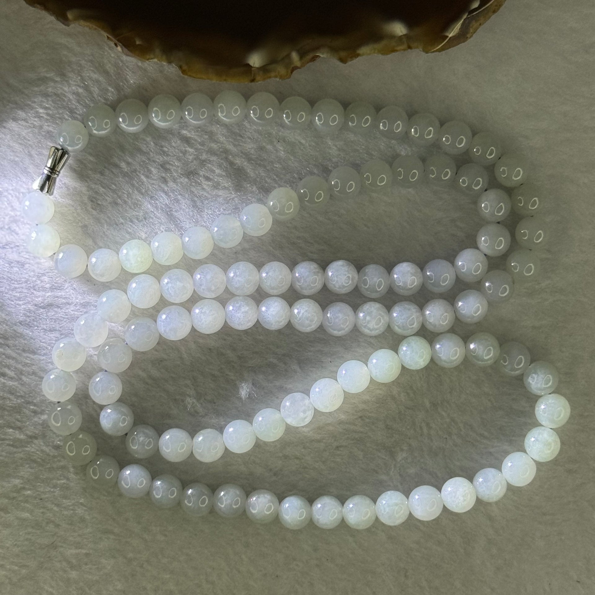 Type A Semi Icy Jelly Lavender Jadeite Beads Necklace 83.24g 76cm 8.2mm 98 Beads - Huangs Jadeite and Jewelry Pte Ltd