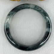 Transparent Colourless with Dark Greenish Black Piao Hua Sodium Feldspar Jade Bangle 水沫玉手镯 Internal Diameter 58.1mm 59.21g 15.6 by 9.0mm - Huangs Jadeite and Jewelry Pte Ltd