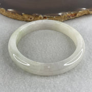 Certified Natural Type A Near White & Faint Green Jadeite Oval Bangle | 65.1mm Inner Diameter (48.42g 10.8x7.7mm | Internal Line, Slight External Rough | Pure Peace & Heart Harmony) - Huangs Jadeite and Jewelry Pte Ltd