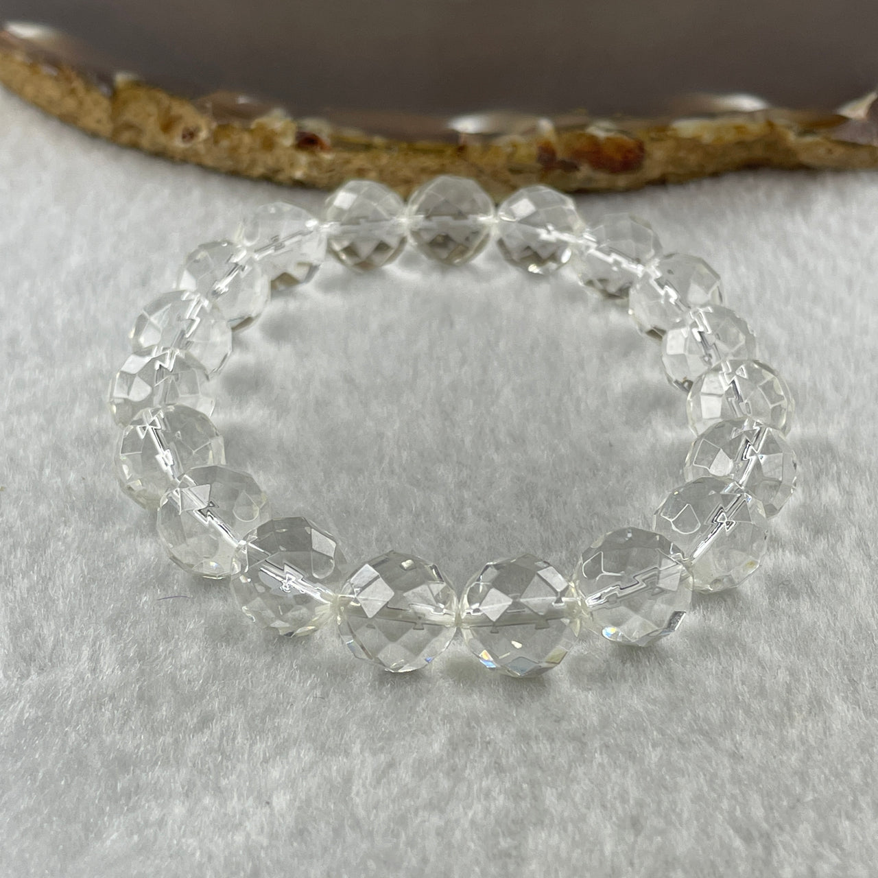 Natural Clear Quartz Faceted Beads Bracelet 23.88g 15cm 10.1mm 19 Beads - Huangs Jadeite and Jewelry Pte Ltd