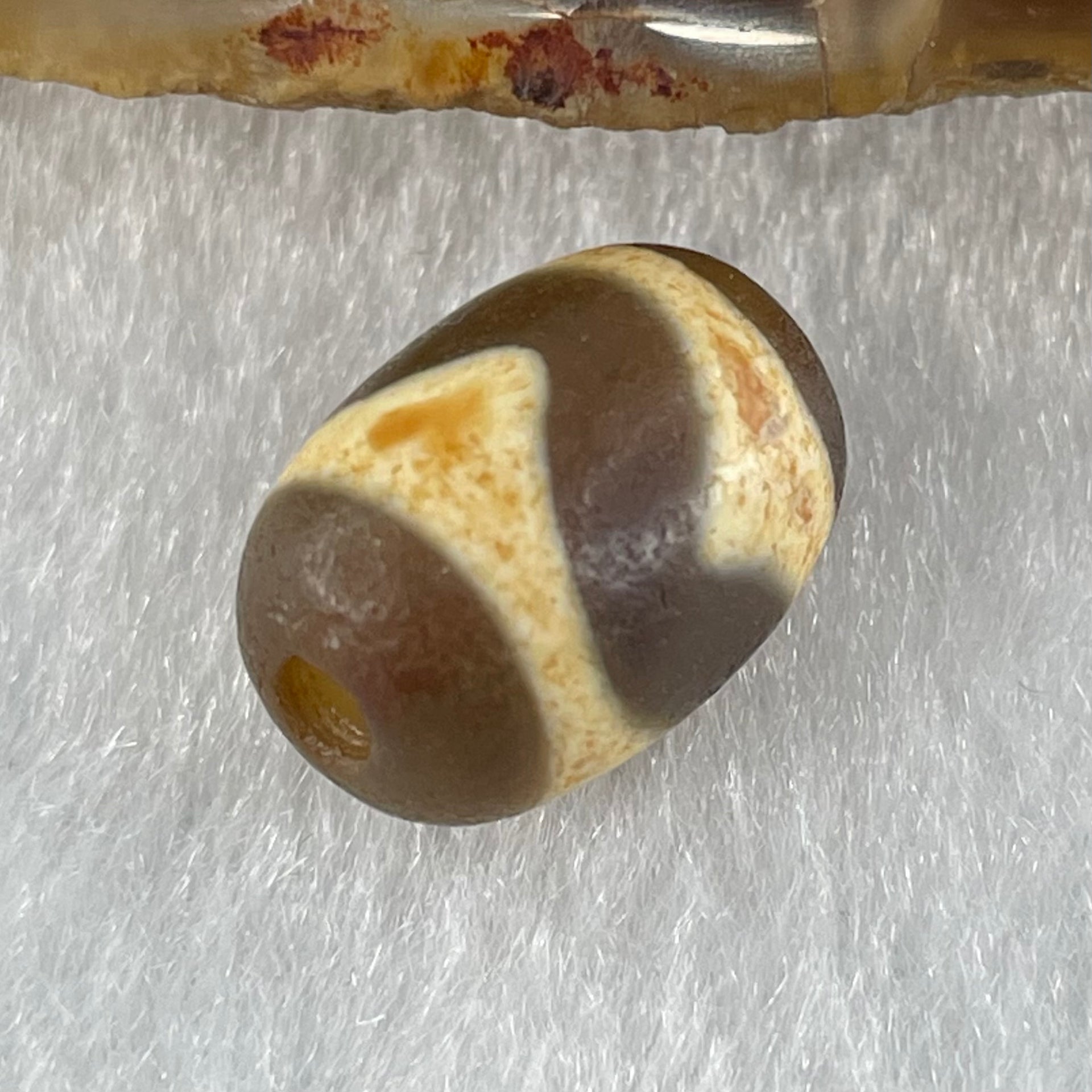 Natural Powerful Tibetan Old Oily Dark Brown Yellow Agate Tiger Tooth Daluo Dzi Bead Heavenly Master (Tian Zhu) 1.98g 13.7 by 9.8mm - Huangs Jadeite and Jewelry Pte Ltd