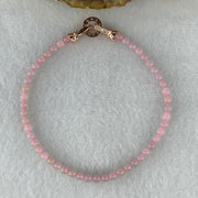 Natural Type A Semi-Icy Pink Jadeite Beads Bracelet | 17cm Delicate 3.8mm Round Genuine Pink Jade Bracelet Rose Gold Clasp (5.32g 49 Beads) - Huangs Jadeite and Jewelry Pte Ltd