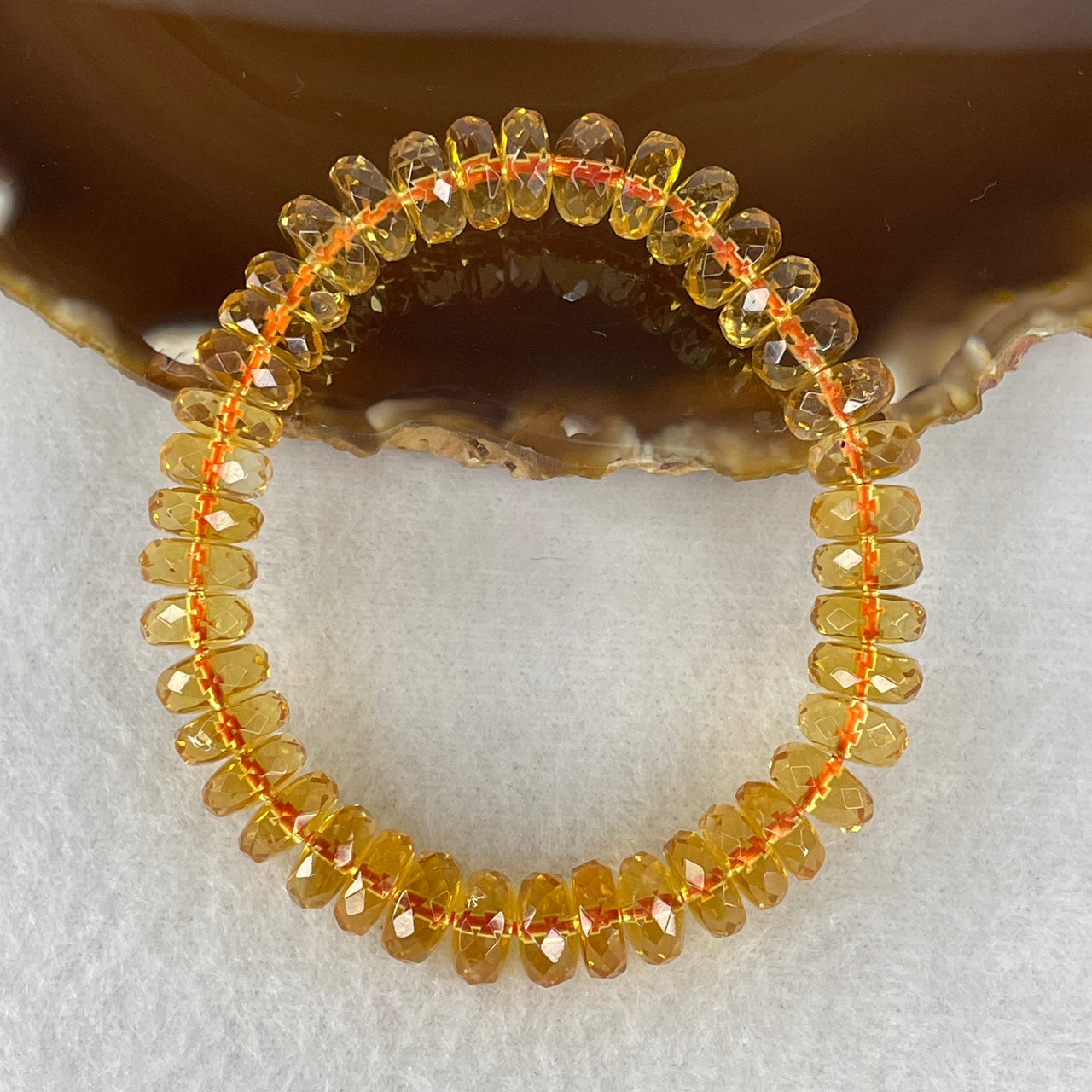 Certified Collectors Grade Natural Citrine Faceted Donut Beads Bracelet of Prosperity & Clarity | 9.5mm Abacus Wealth (24.92g | 15cm Wrist Sizing | 41 Beads)