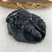 Type A Opaque Black Omphacite Jadeite Good Vs Evil Manjushri Bodhisattva Pendant Rabbit Zodiac Guardian 35.89g 51.2 by 44.3 by 10.0mm - Huangs Jadeite and Jewelry Pte Ltd