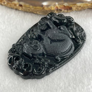 Type A Opaque to Partial Translucent Black Omphacite Jadeite Monkey Pendant 29.60g 59.6 by 40.1 by 8.5mm - Huangs Jadeite and Jewelry Pte Ltd