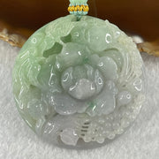 Grandmaster Type A Lavender Green Jadeite Twin Bird And Flower Pendant 喜上眉梢 63.42g 52.5 by 52.5 by 12.1mm - Huangs Jadeite and Jewelry Pte Ltd