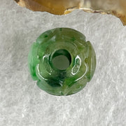 Natural Type A Lao Keng Old Mine Green Jadeite Flora Carving Bead Charm 1.36g 11.4mm - Huangs Jadeite and Jewelry Pte Ltd