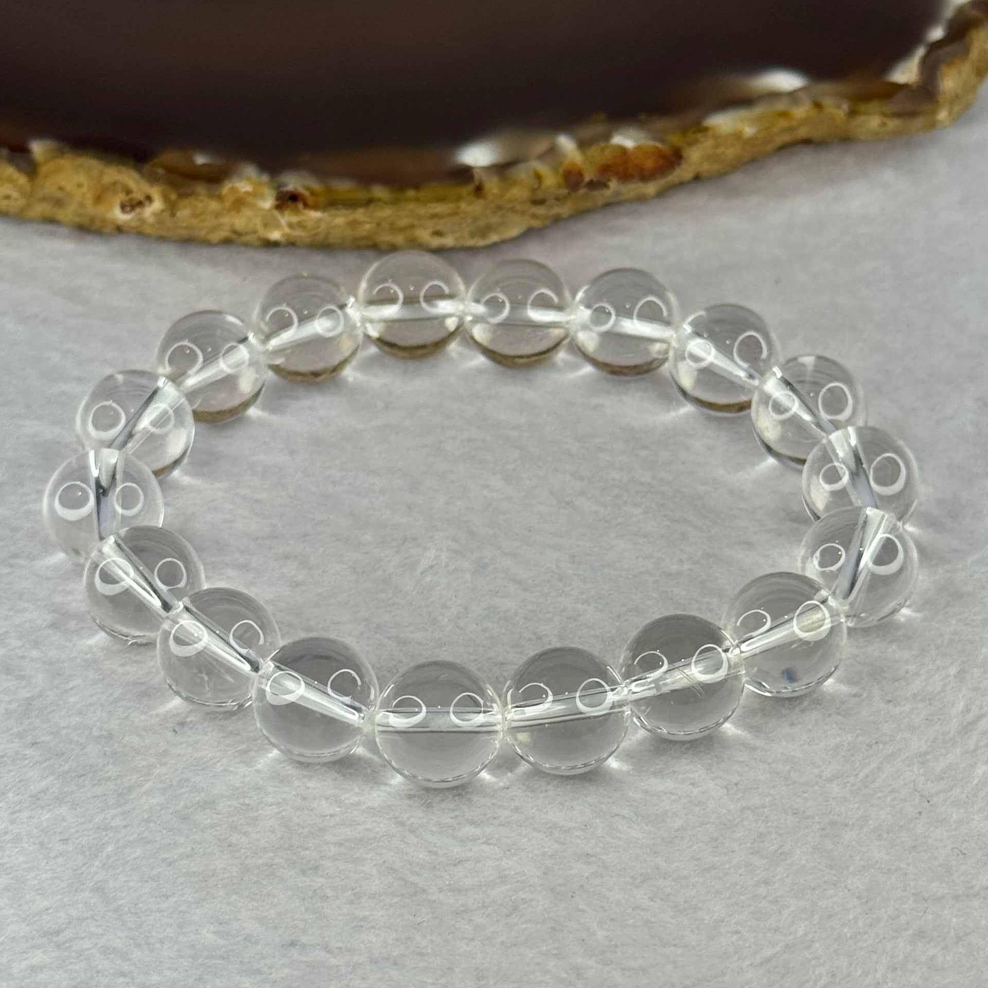 Natural Clear Quartz Bracelet 天然白水晶手链 28.91g 16cm 10.6mm 18 Beads - Huangs Jadeite and Jewelry Pte Ltd