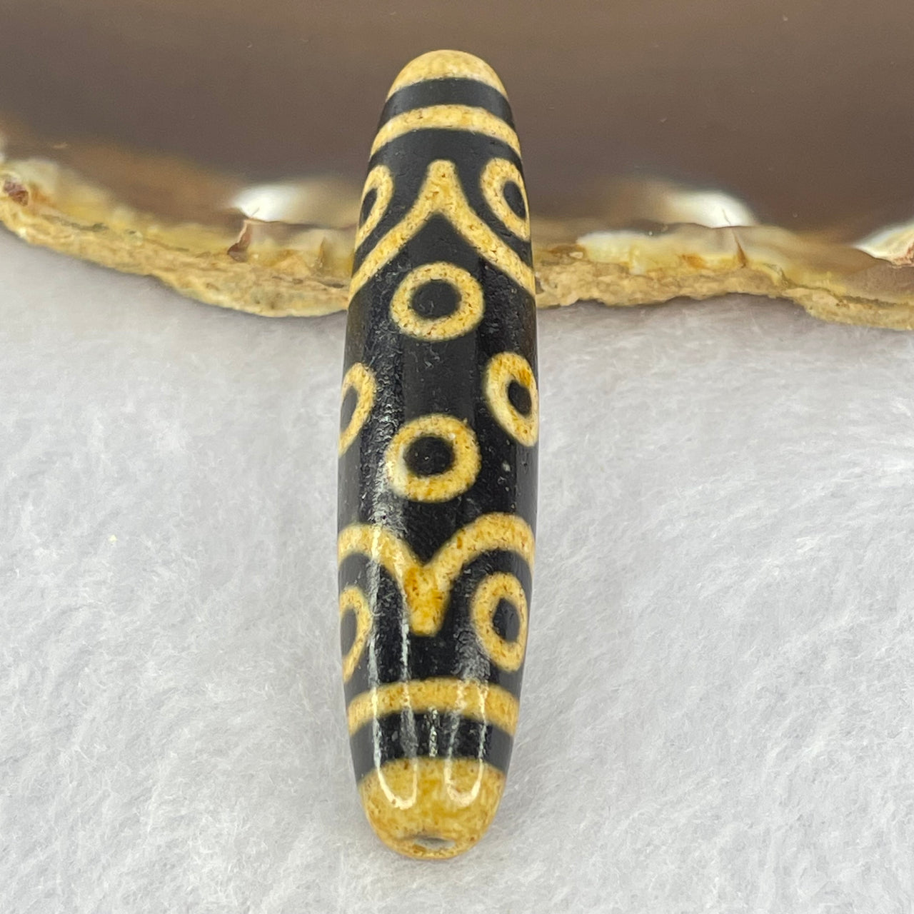 Natural Powerful Tibetan Old Oily Dark and Light Brown Agate 15 Eyes Dzi Bead Heavenly Master (Tian Zhu) 十五眼天诛 14.93g 58.5 by 13.0mm - Huangs Jadeite and Jewelry Pte Ltd