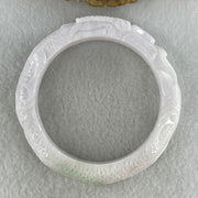 Natural Type A Light Lavender with Green Spot Jadeite Dragon Bangle | (60.34g | 60.4mm | 13.8 x 10.5mm | Sovereign Authority & Supreme Protection Anchor, Feng Shui Prosperity & Executive Bangle) - Huangs Jadeite and Jewelry Pte Ltd