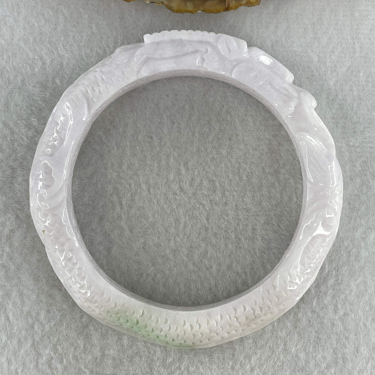 Natural Type A Light Lavender with Green Spot Jadeite Dragon Bangle | (60.34g | 60.4mm | 13.8 x 10.5mm | Sovereign Authority & Supreme Protection Anchor, Feng Shui Prosperity & Executive Bangle) - Huangs Jadeite and Jewelry Pte Ltd