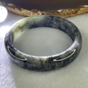 Certified Natural Type A Wuji Grey with Light Green Spot Jadeite Bangle 53.527g Internal Diameter 57.7mm 14.2 by 7.4mm (Very Slight Internal Lines) - Huangs Jadeite and Jewelry Pte Ltd