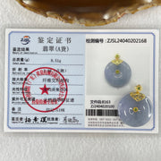 Type A Deep Intense Lavender Jadeite Ping An Kou Donut in 18K Yellow Gold AU750 Clasps 8.51g 26.0 by 5.8mm - Huangs Jadeite and Jewelry Pte Ltd