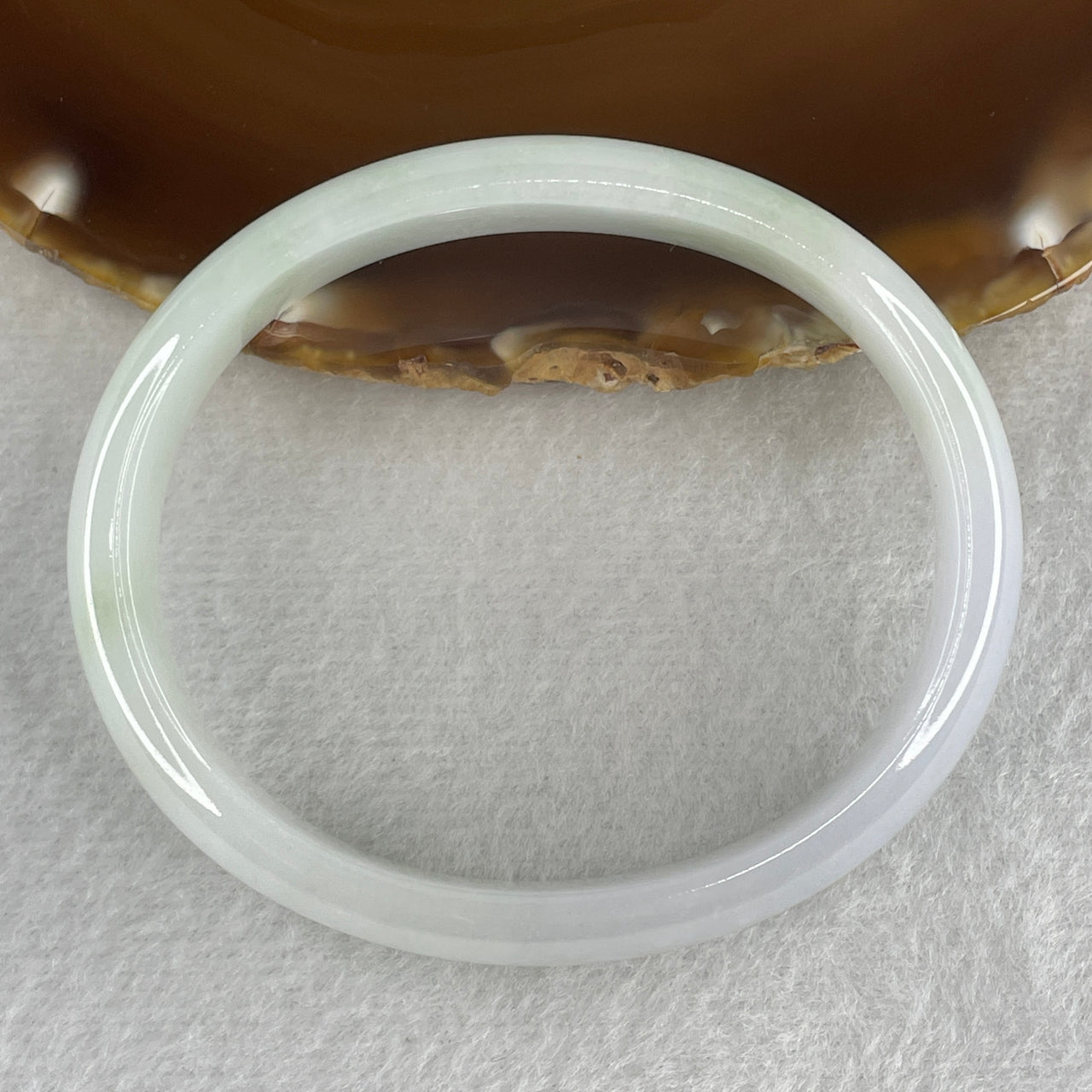 57.9mm Genuine Type A Jadeite Oval Bangle - Light Lavender Light Green Natural Jadeite Jewelry - 33.75g Wide Untreated Jade Bracelet for Women 11.6x6.3mm Wide (Close to Perfect)