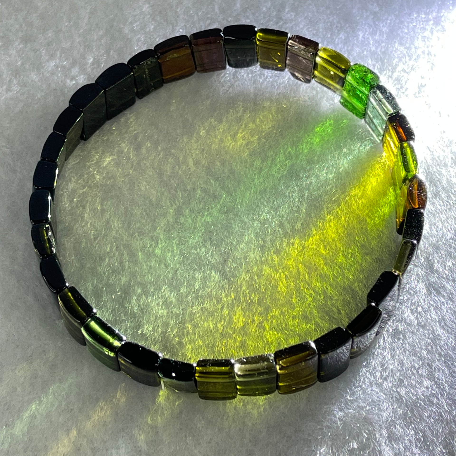 Very Good Grade Tourmaline Shou Pai Bracelet 13.94g 17cm 9.9 by 6.2mm 32pcs - Huangs Jadeite and Jewelry Pte Ltd